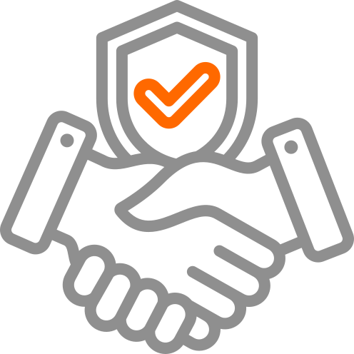 Icon of two people shaking hands and a checkmark